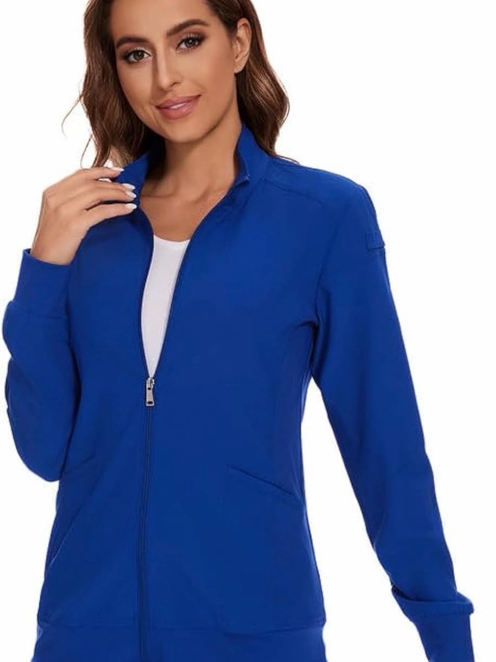 NWT Cozyfit Zip Front Scrub Jacket Royal Blue Size M